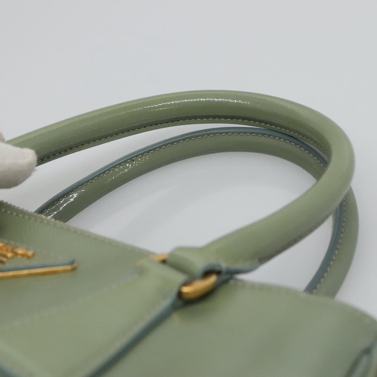 PRADA Galleria Hand Bag Safiano leather 2way Gold Light green Auth 133778