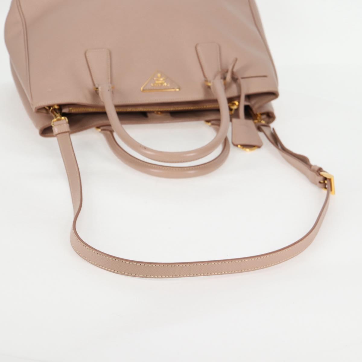 PRADA Galleria Hand Bag Safiano leather 2way Pink Gold Auth 133779