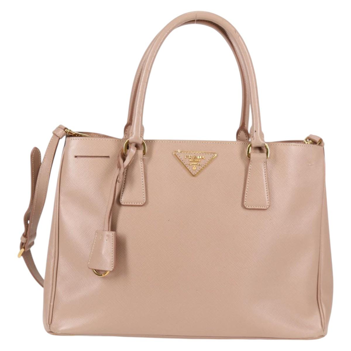 PRADA Galleria Hand Bag Safiano leather 2way Pink Gold Auth 133779
