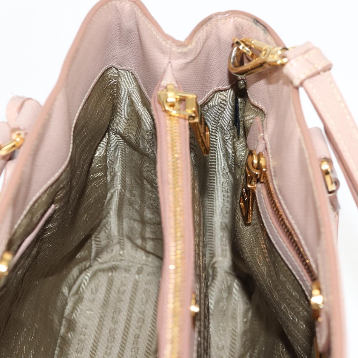 PRADA Galleria Hand Bag Safiano leather 2way Pink Gold Auth 133779