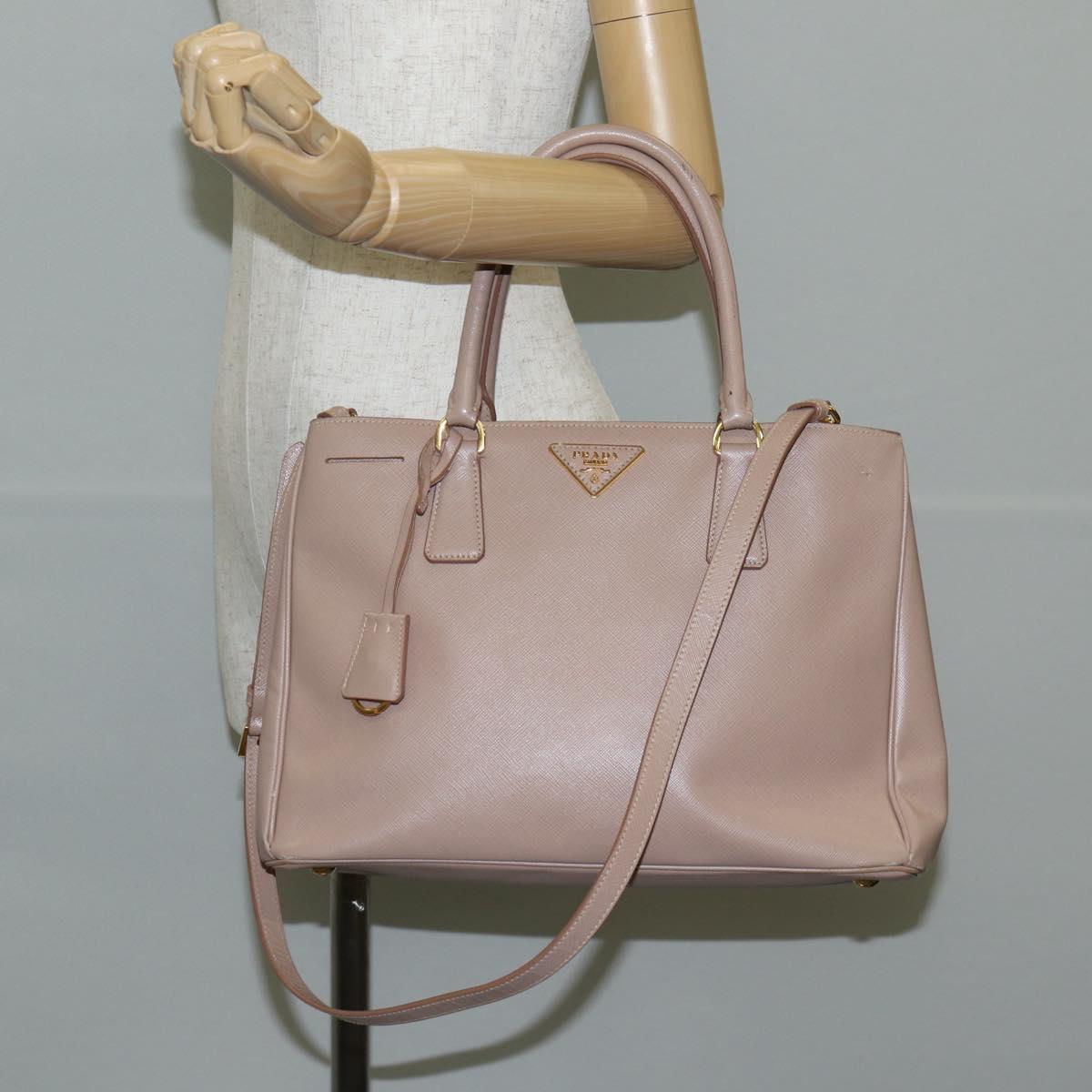 PRADA Galleria Hand Bag Safiano leather 2way Pink Gold Auth 133779
