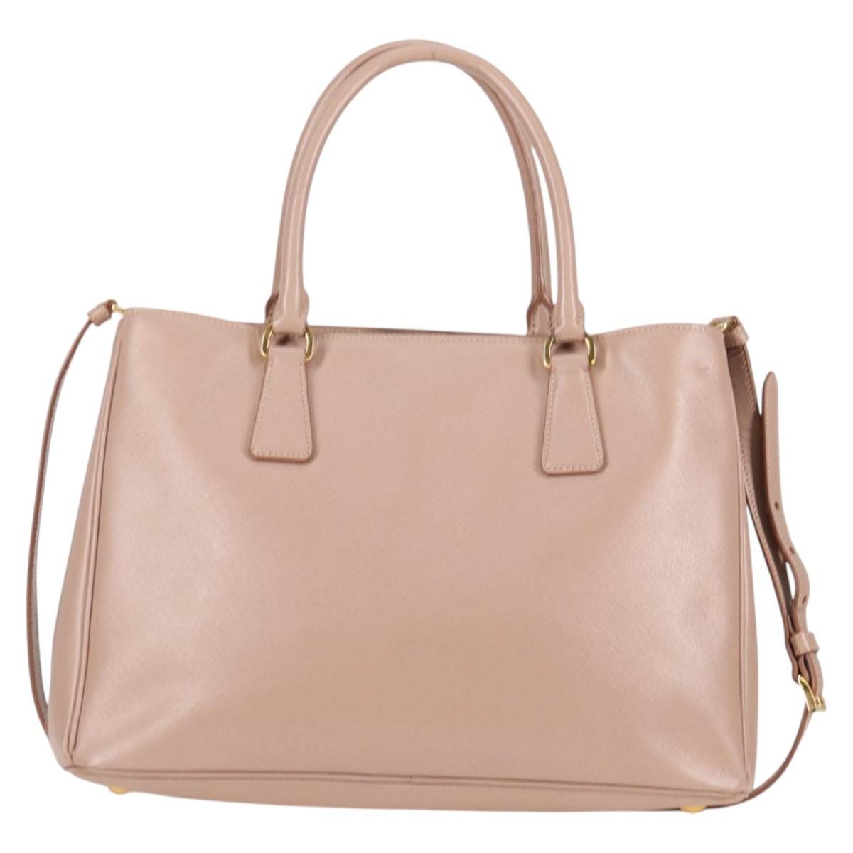 PRADA Galleria Hand Bag Safiano leather 2way Pink Gold Auth 133779