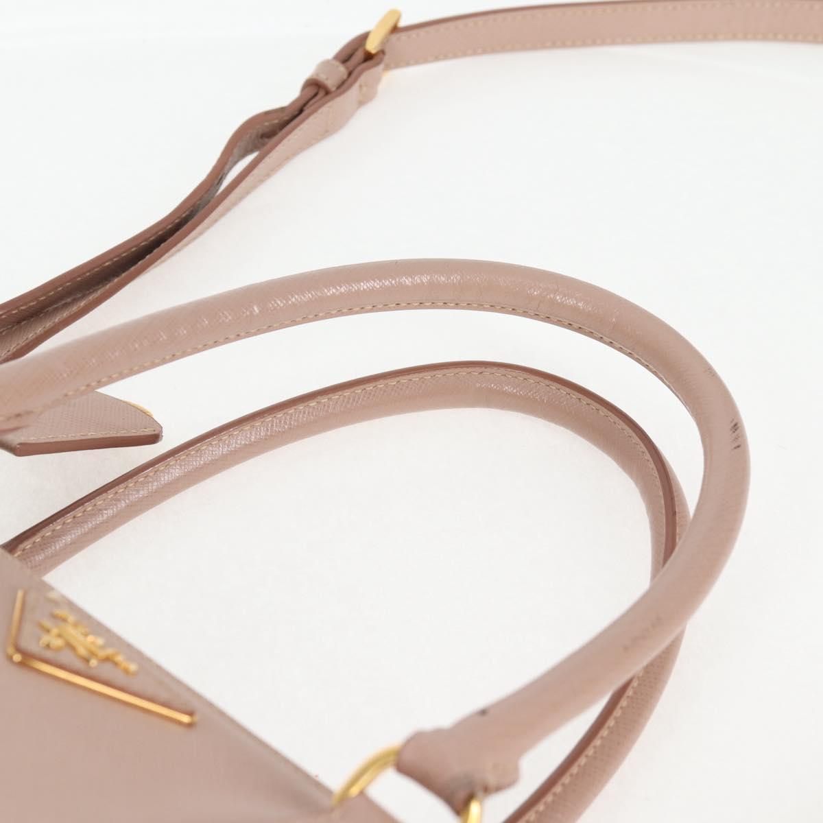 PRADA Galleria Hand Bag Safiano leather 2way Pink Gold Auth 133779