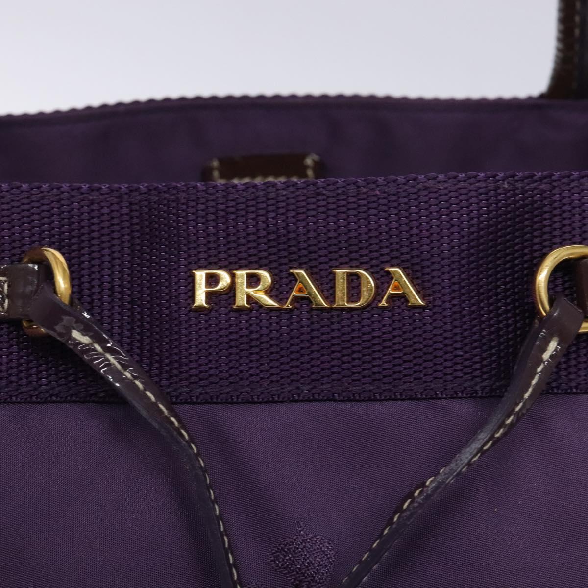 PRADA Tote Bag Nylon Purple Gold Auth 133783
