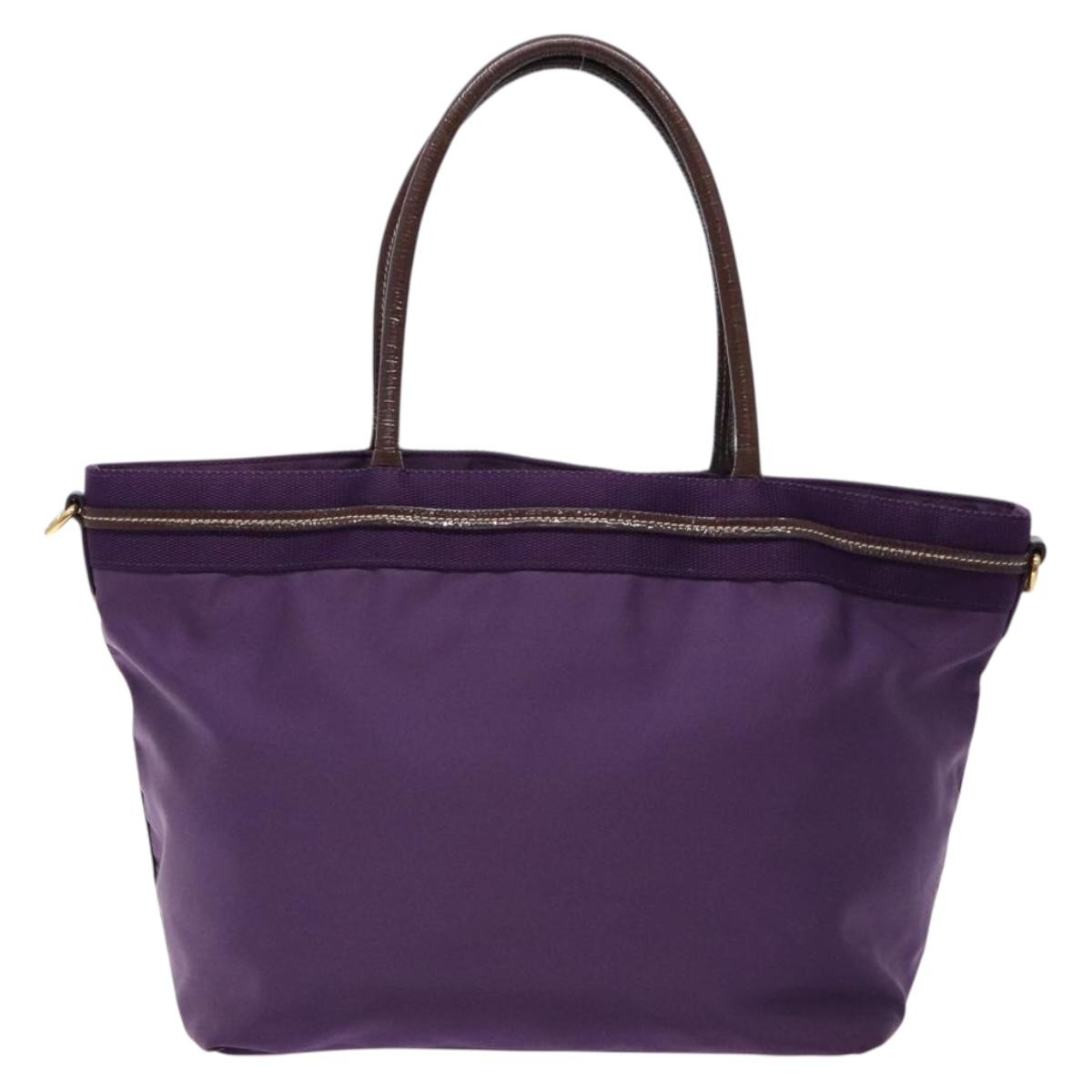 PRADA Tote Bag Nylon Purple Gold Auth 133783