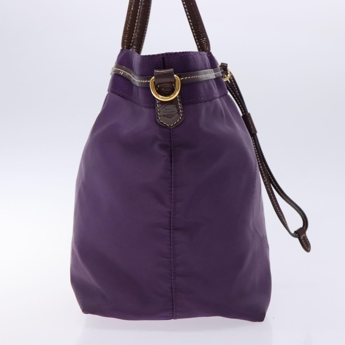 PRADA Tote Bag Nylon Purple Gold Auth 133783