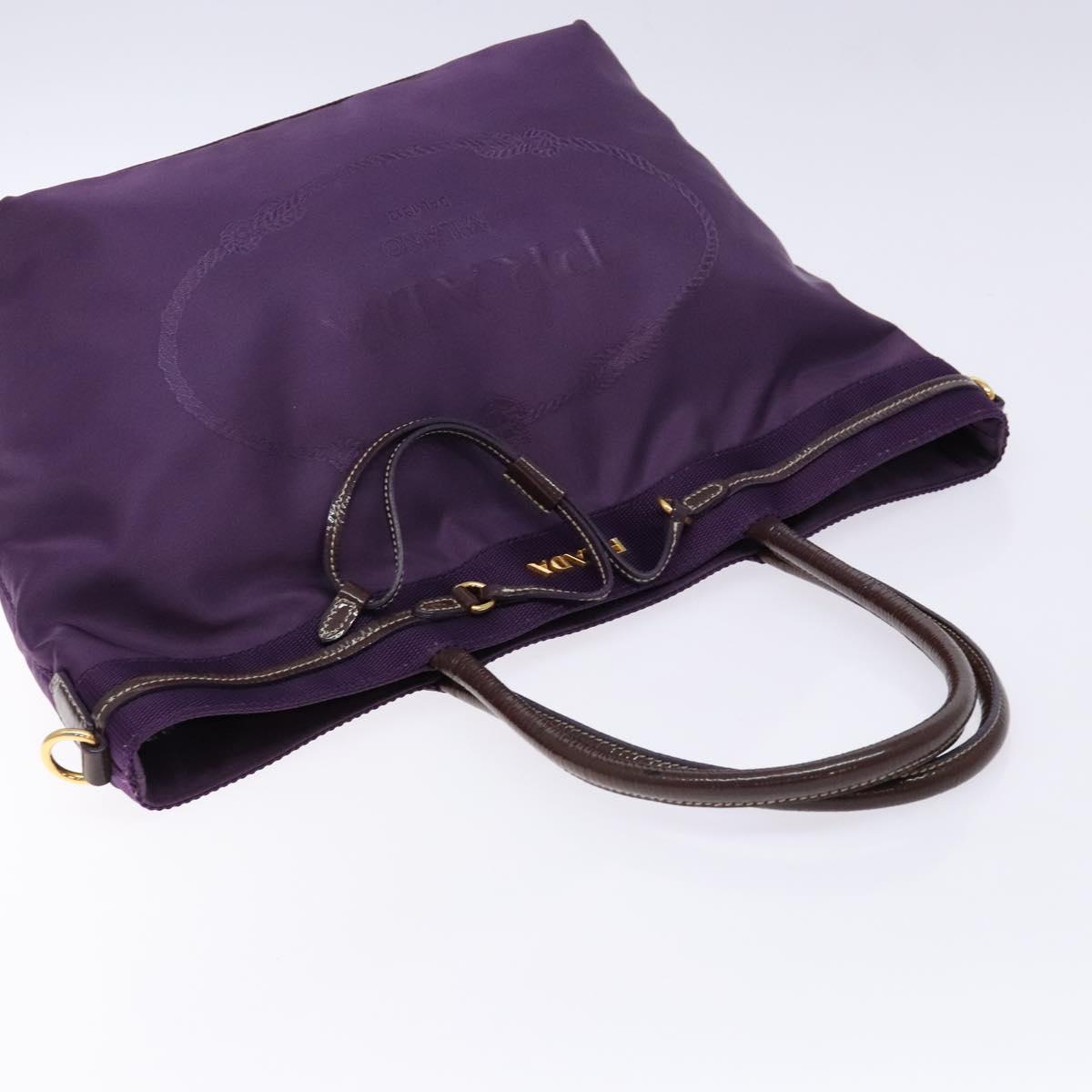 PRADA Tote Bag Nylon Purple Gold Auth 133783