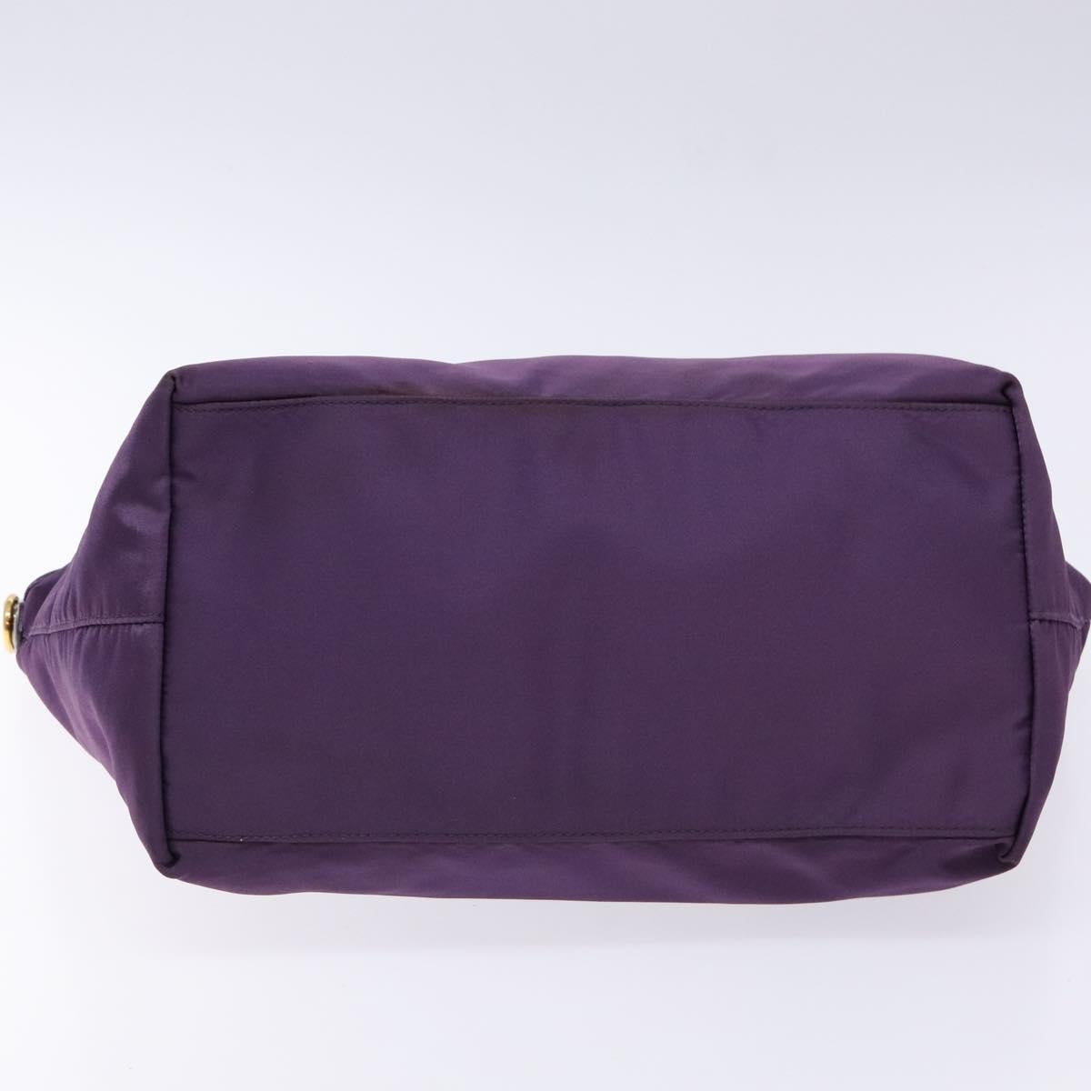 PRADA Tote Bag Nylon Purple Gold Auth 133783