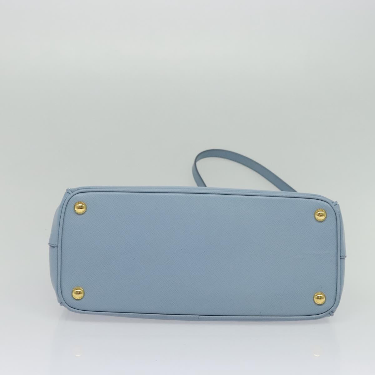 PRADA Galleria Hand Bag Safiano leather 2way Light Blue Gold Auth 133807