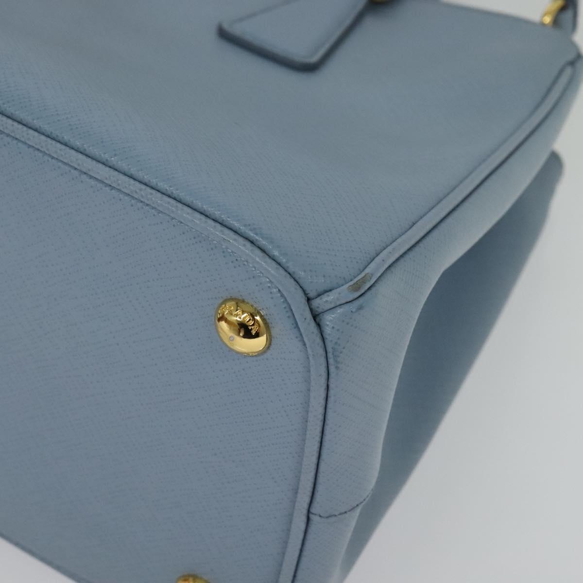 PRADA Galleria Hand Bag Safiano leather 2way Light Blue Gold Auth 133807