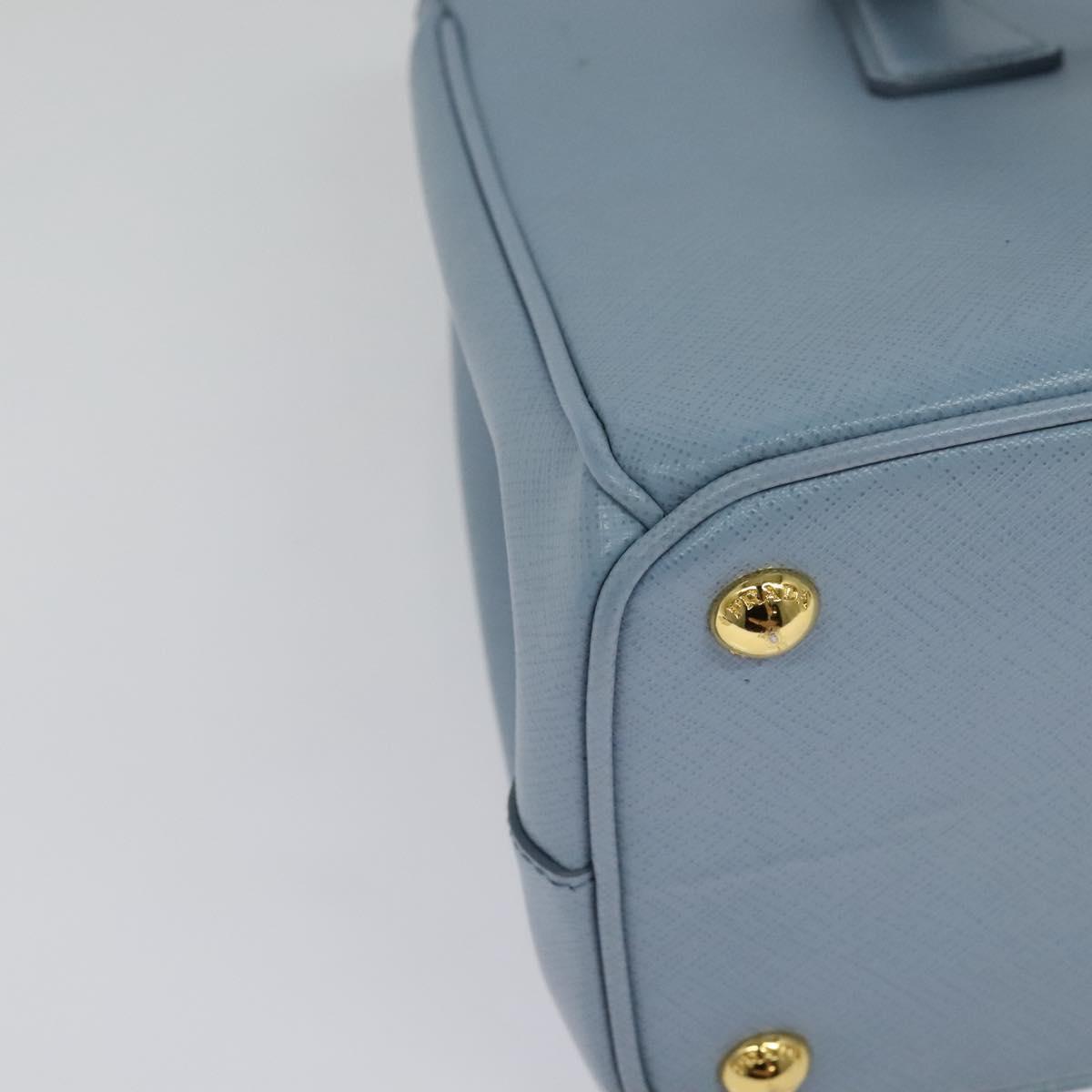 PRADA Galleria Hand Bag Safiano leather 2way Light Blue Gold Auth 133807