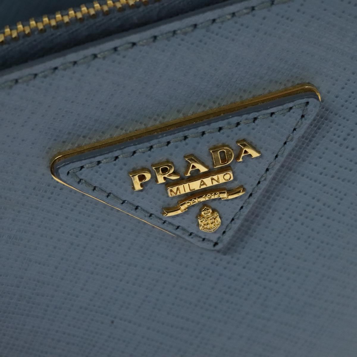 PRADA Galleria Hand Bag Safiano leather 2way Light Blue Gold Auth 133807