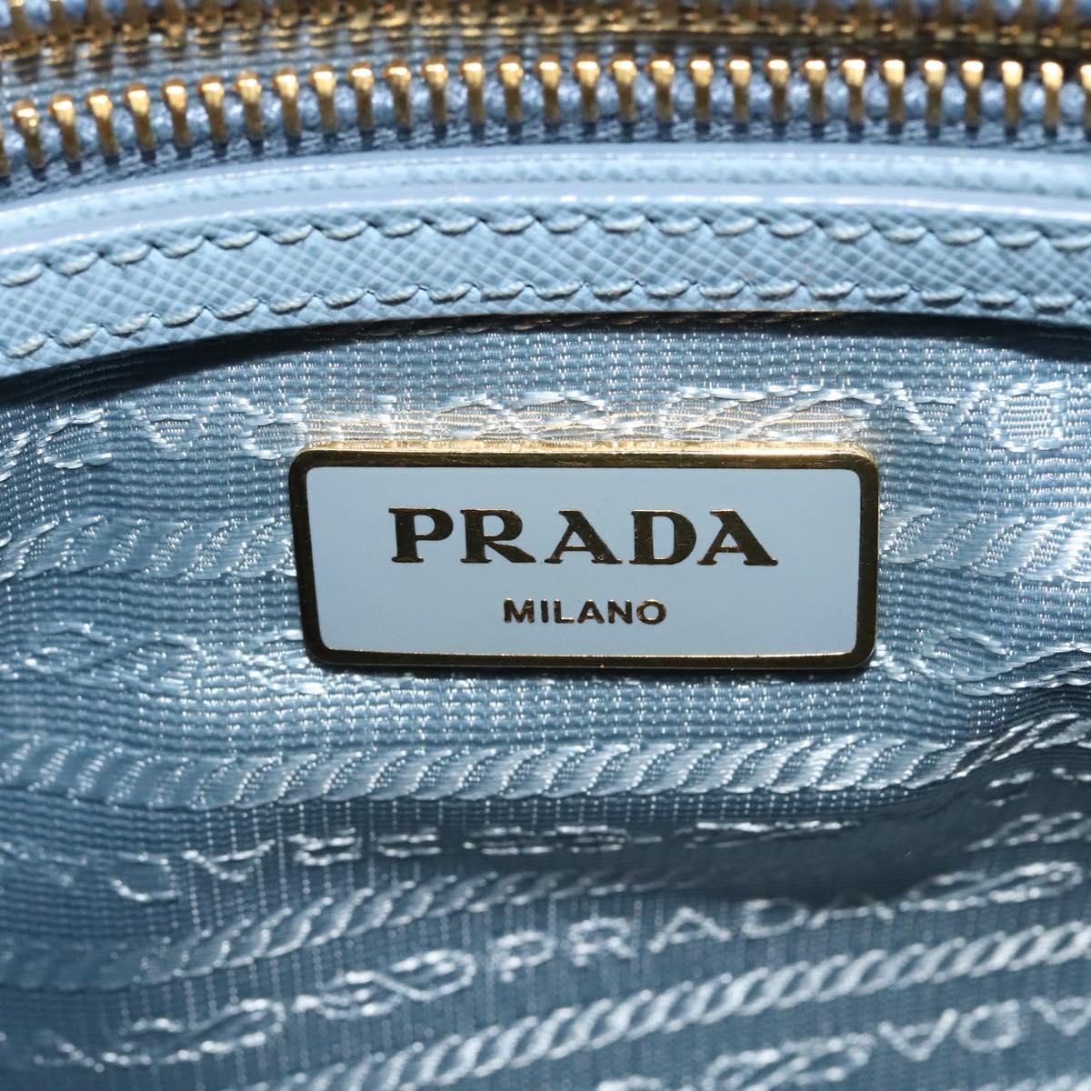 PRADA Galleria Hand Bag Safiano leather 2way Light Blue Gold Auth 133807