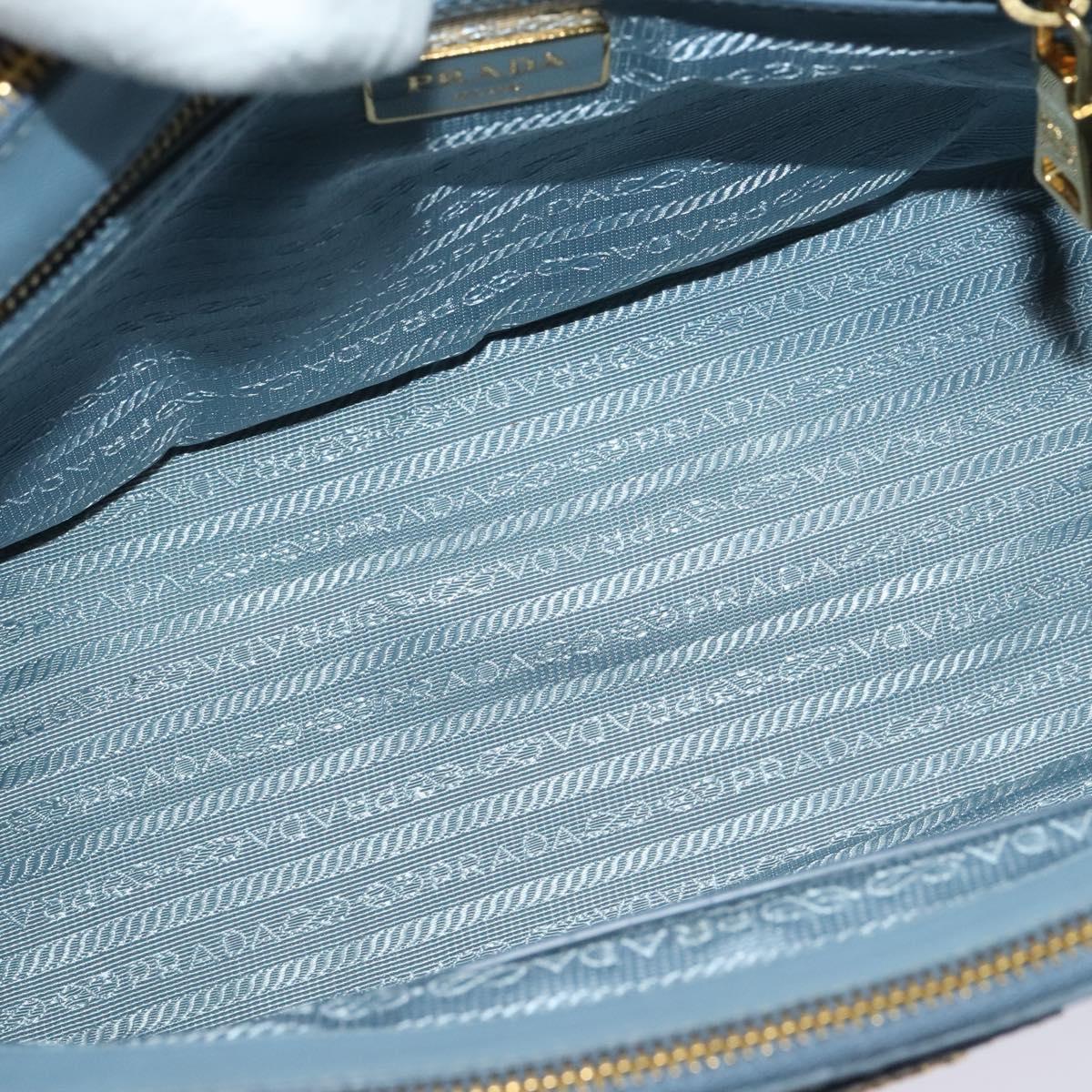PRADA Galleria Hand Bag Safiano leather 2way Light Blue Gold Auth 133807