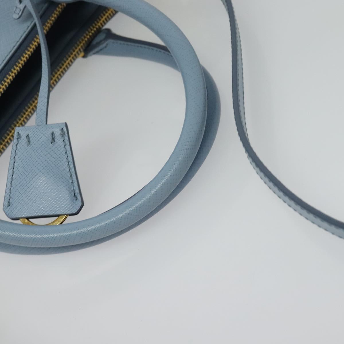 PRADA Galleria Hand Bag Safiano leather 2way Light Blue Gold Auth 133807