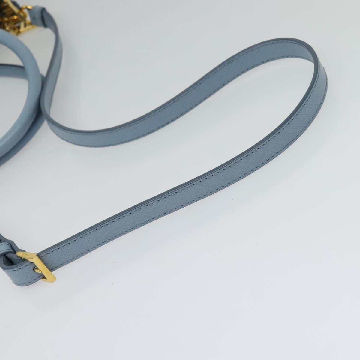 PRADA Galleria Hand Bag Safiano leather 2way Light Blue Gold Auth 133807
