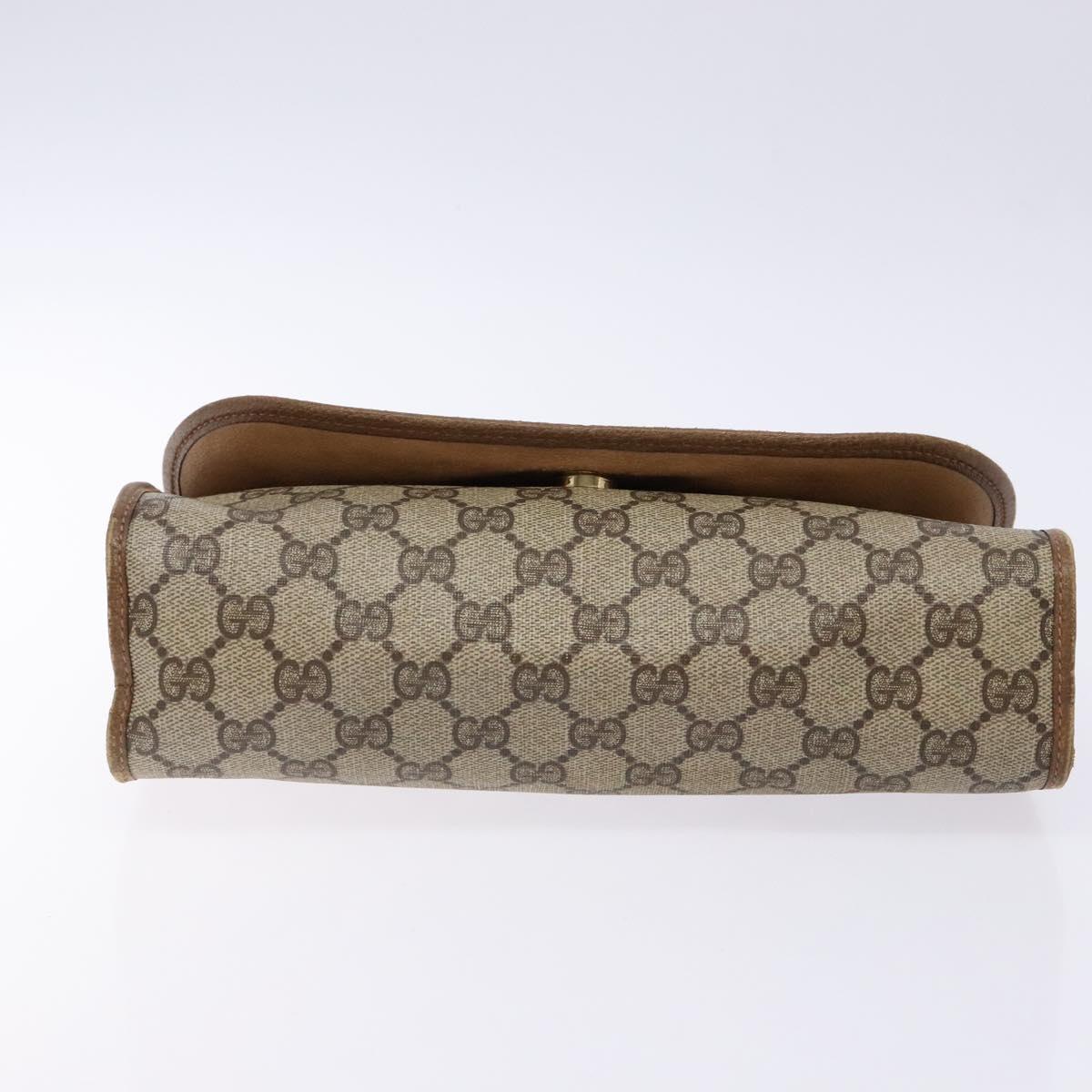 GUCCI GG Supreme Web Sherry Line Clutch Bag PVC Beige Gold 89 01 030 Auth 133814
