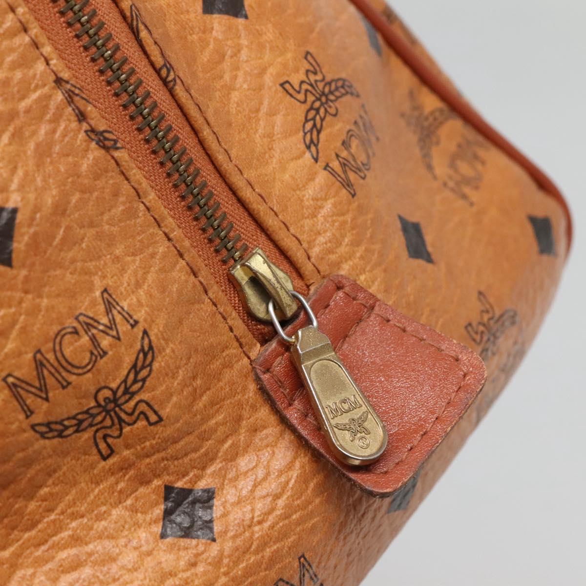 MCM Logogram Vicetos Hand Bag PVC Leather Brown Gold Auth 133833