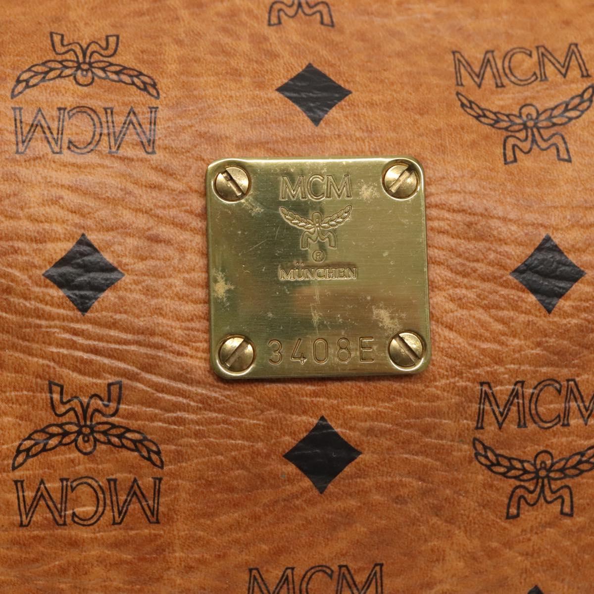 MCM Logogram Vicetos Hand Bag PVC Leather Brown Gold Auth 133833