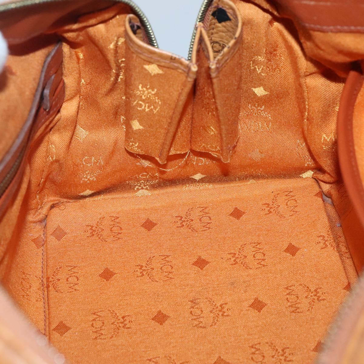MCM Logogram Vicetos Hand Bag PVC Leather Brown Gold Auth 133833