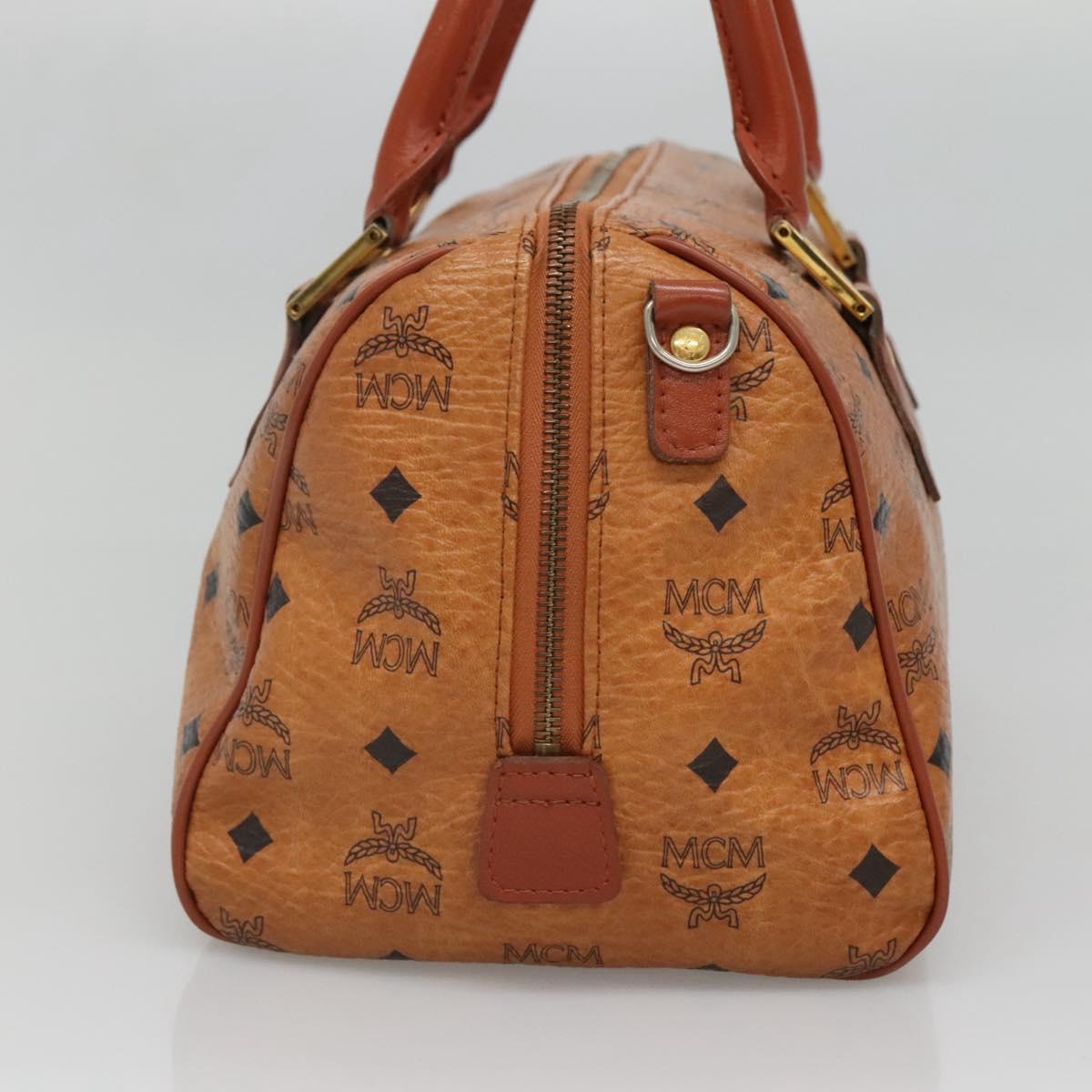 MCM Logogram Vicetos Hand Bag PVC Leather Brown Gold Auth 133833
