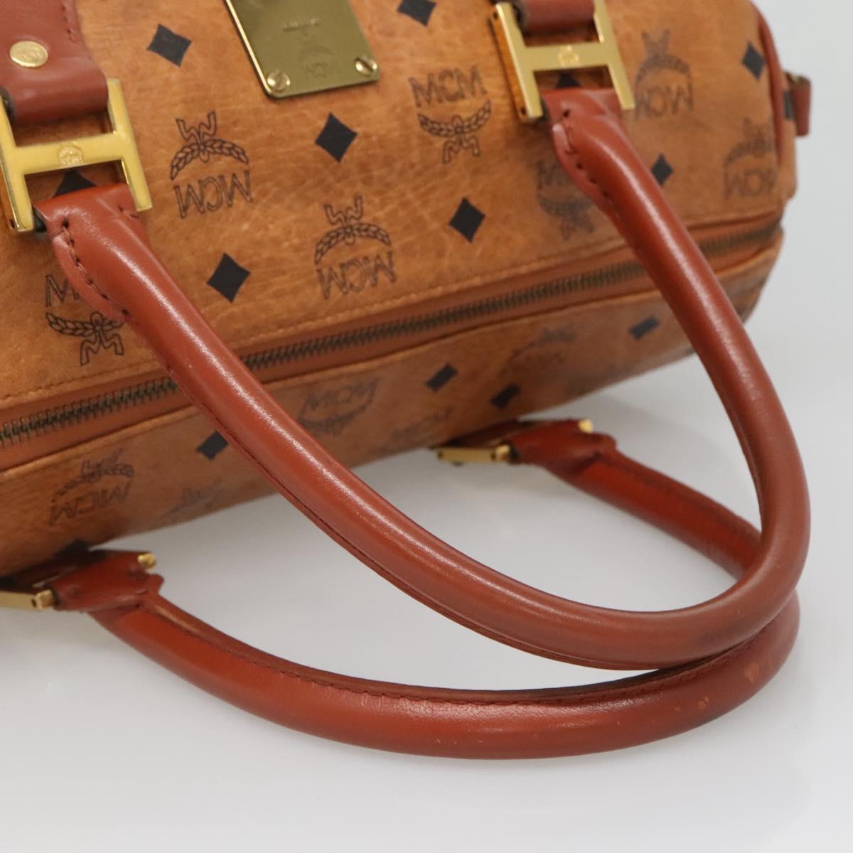 MCM Logogram Vicetos Hand Bag PVC Leather Brown Gold Auth 133833