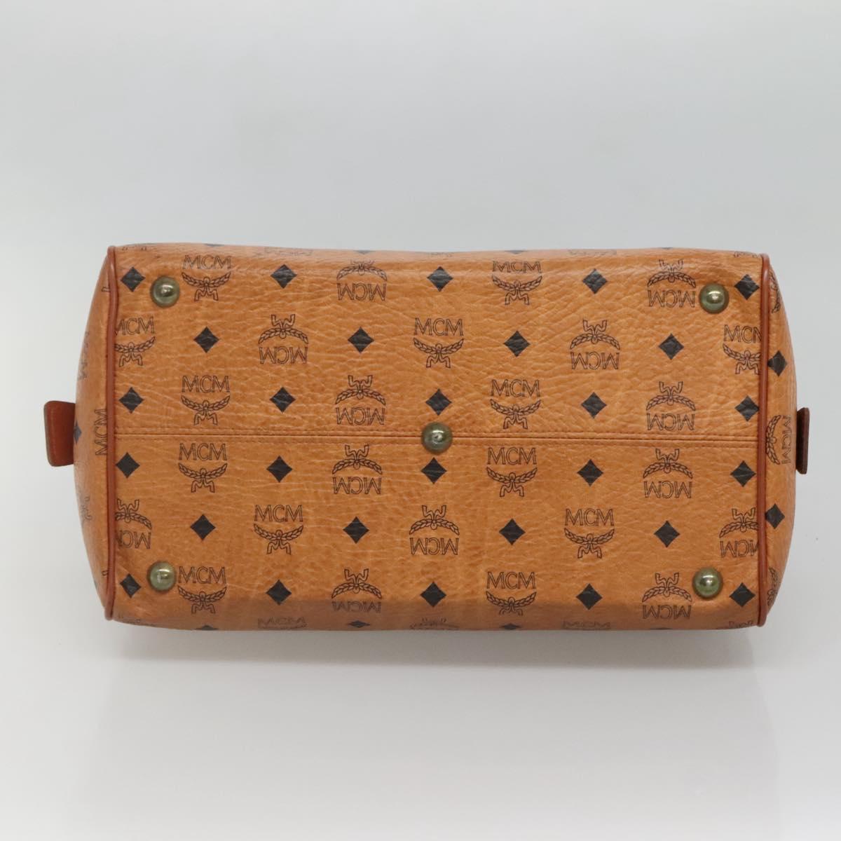 MCM Logogram Vicetos Hand Bag PVC Leather Brown Gold Auth 133833