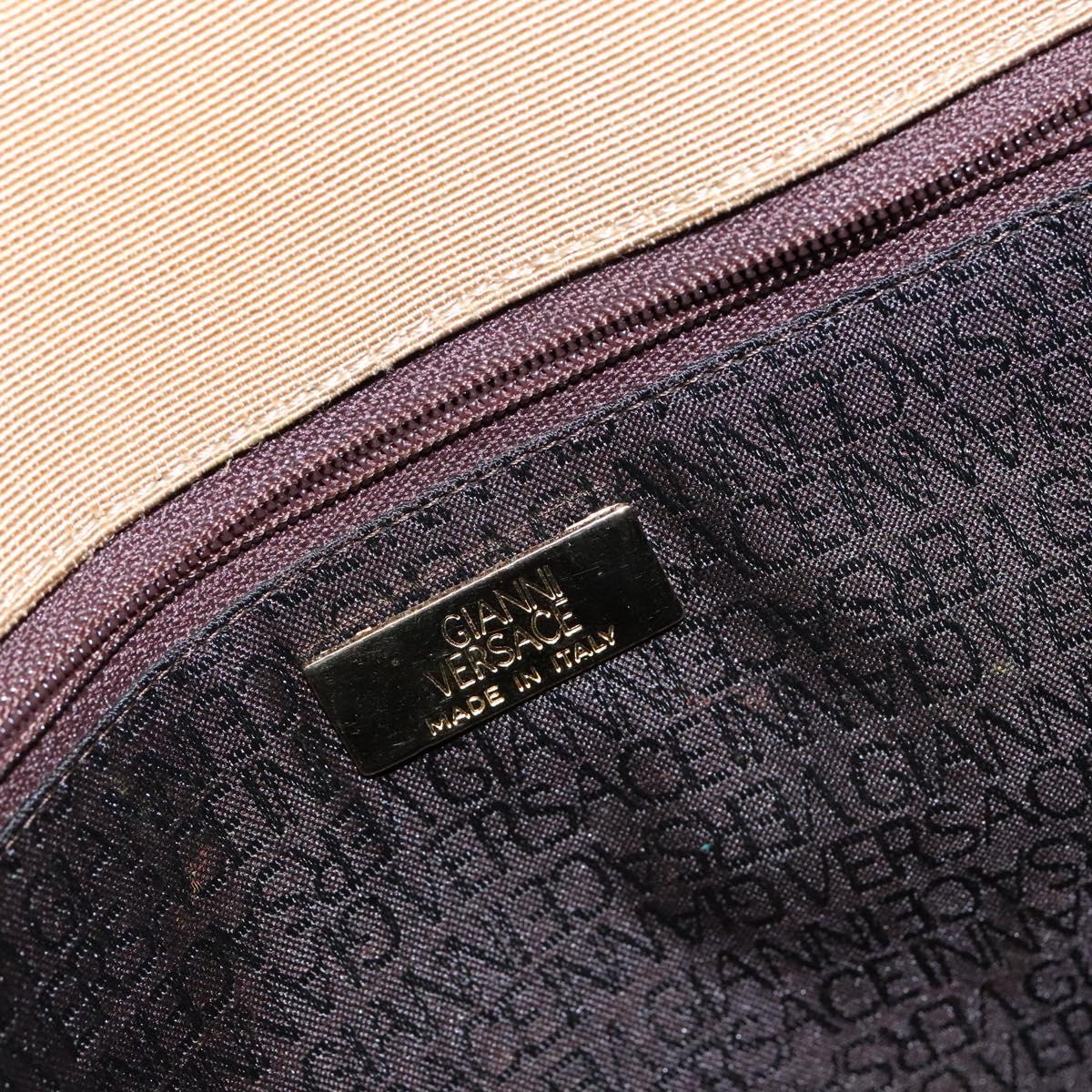 Gianni Versace Shoulder Bag Canvas Beige Gold Auth 133846