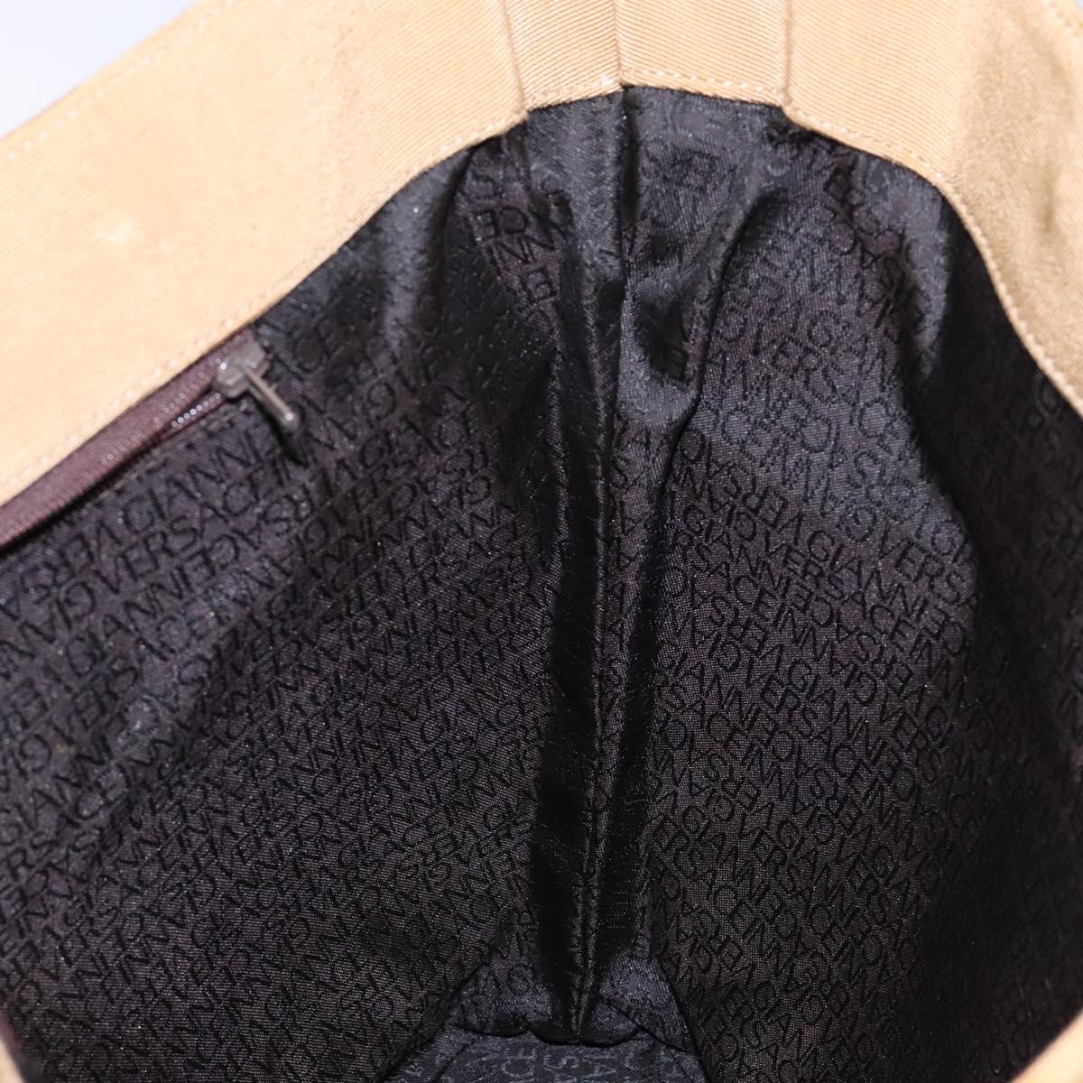 Gianni Versace Shoulder Bag Canvas Beige Gold Auth 133846