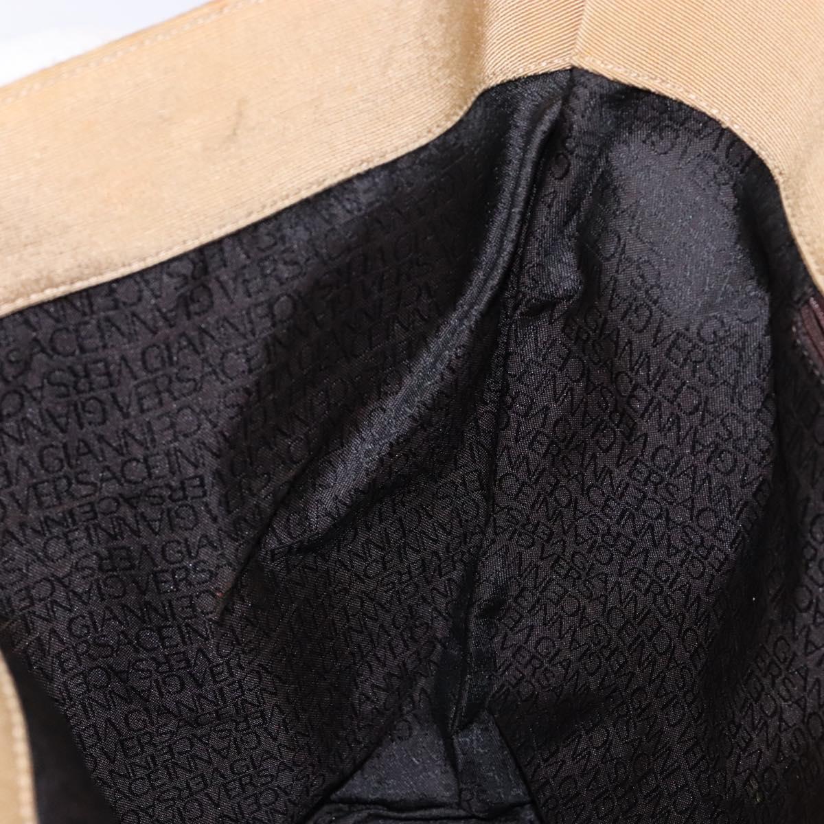 Gianni Versace Shoulder Bag Canvas Beige Gold Auth 133846