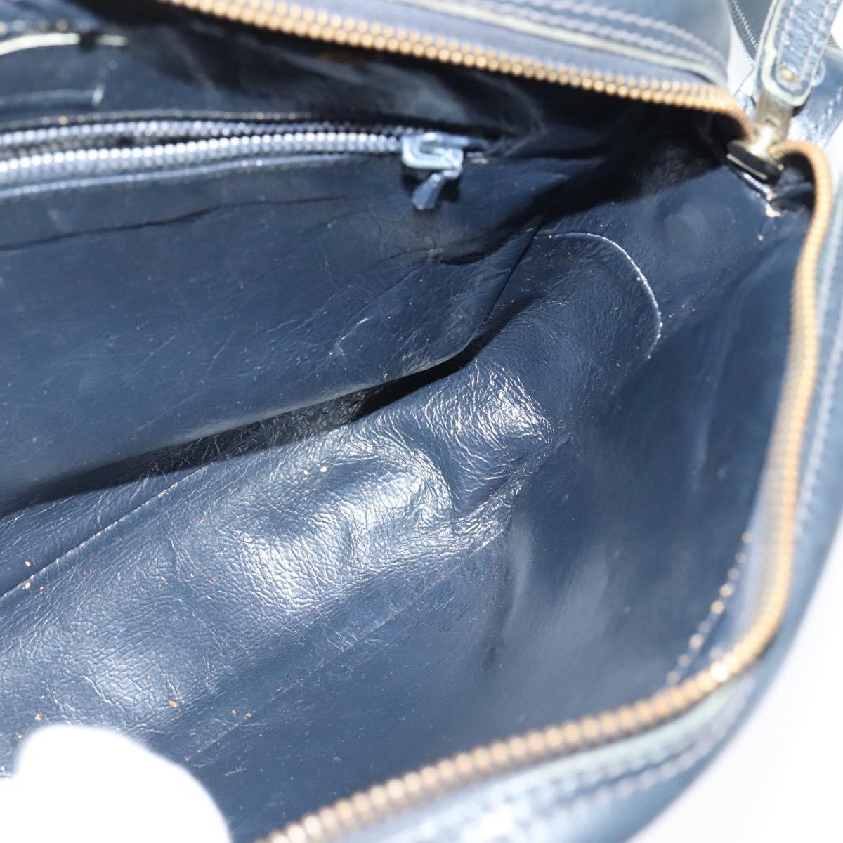 GUCCI GG Canvas Sherry Line Shoulder Bag Vintage Navy Gold Auth 133847