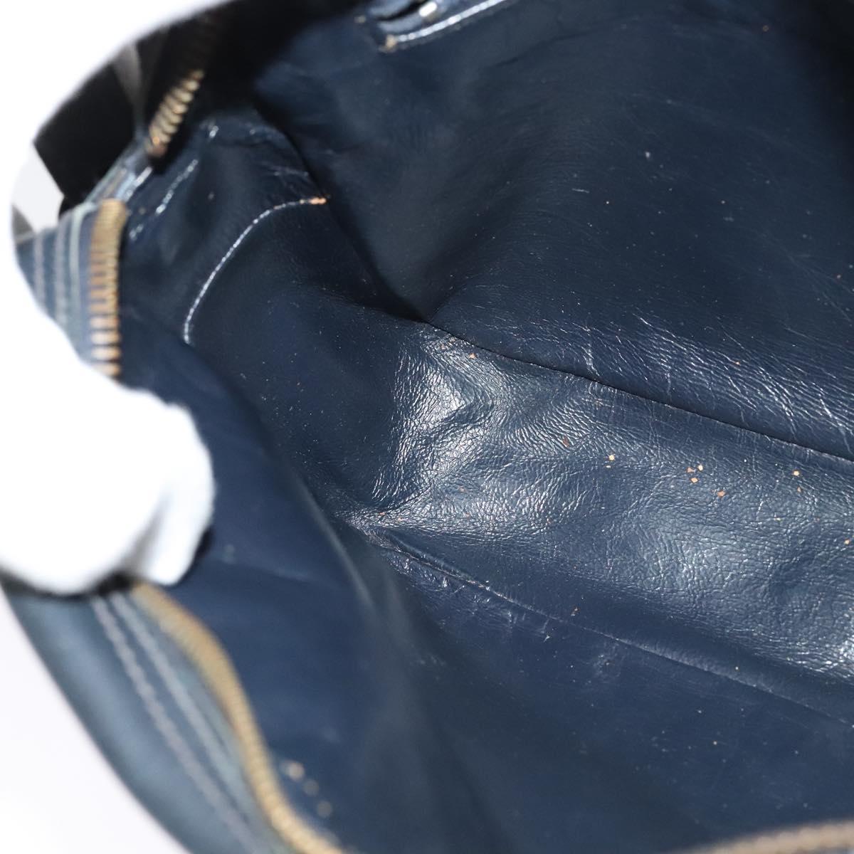 GUCCI GG Canvas Sherry Line Shoulder Bag Vintage Navy Gold Auth 133847