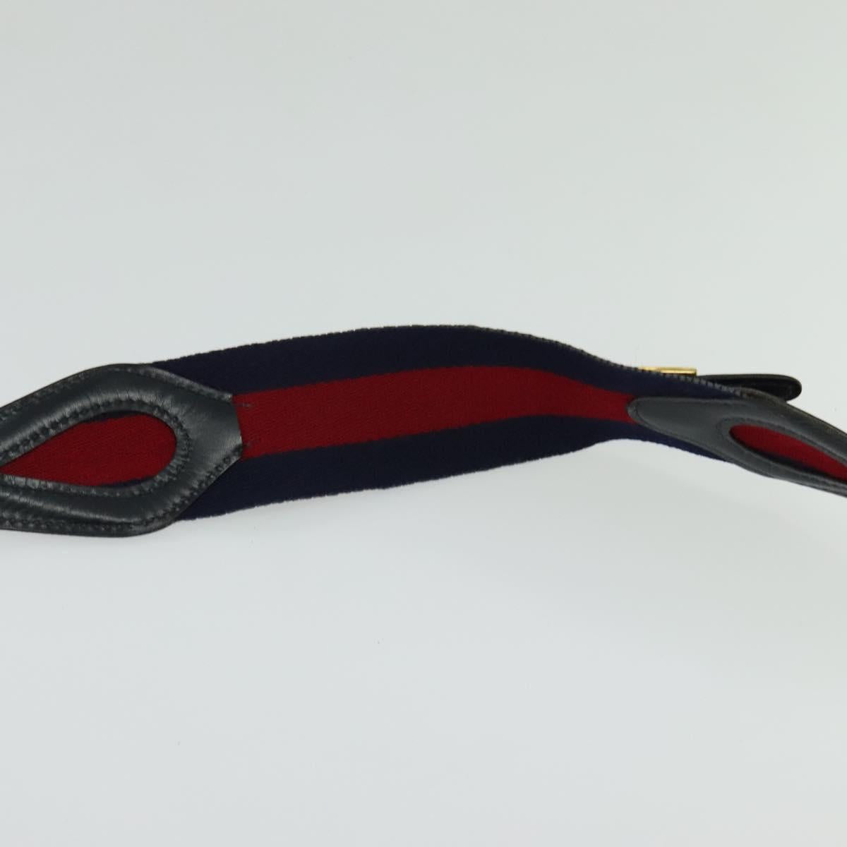 GUCCI GG Canvas Sherry Line Shoulder Bag Vintage Navy Gold Auth 133847