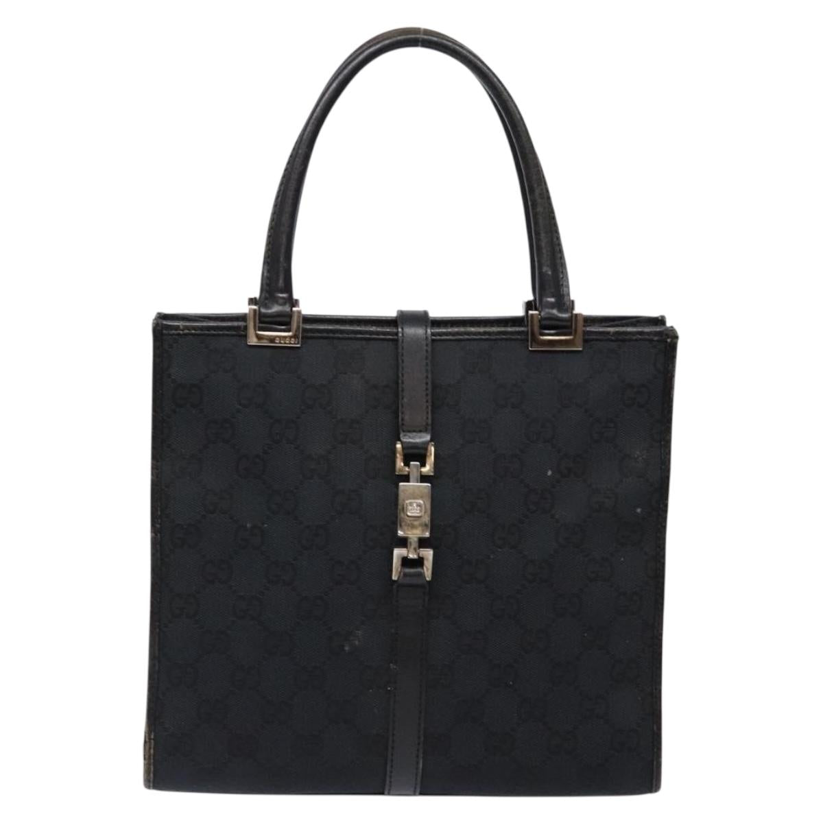 GUCCI GG Canvas Jackie Hand Bag Black Silver 002 1065 3444 Auth 133856