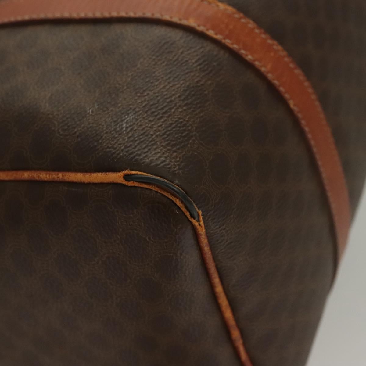 CELINE Macadam Canvas Hand Bag PVC Leather Brown Gold Auth 133859