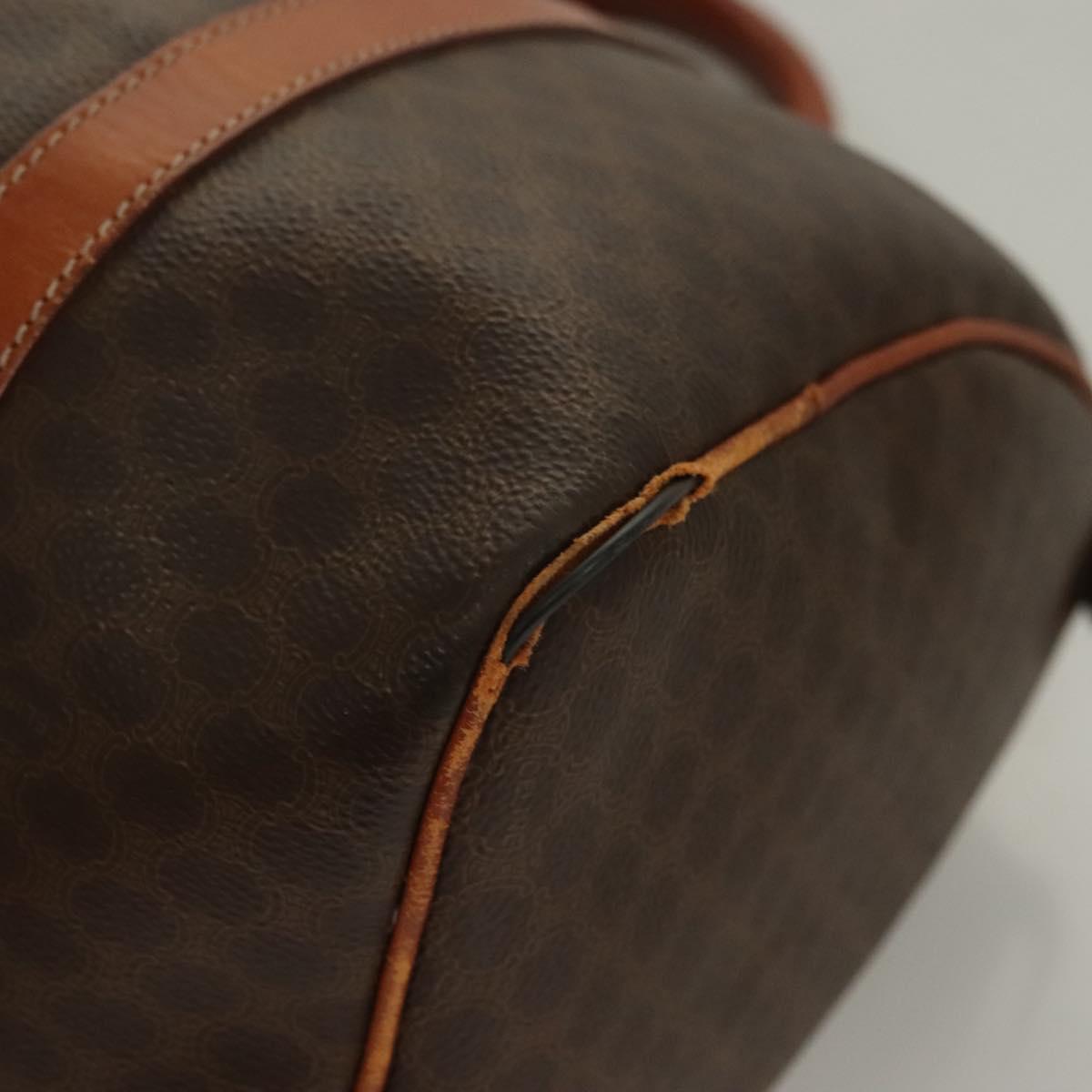 CELINE Macadam Canvas Hand Bag PVC Leather Brown Gold Auth 133859