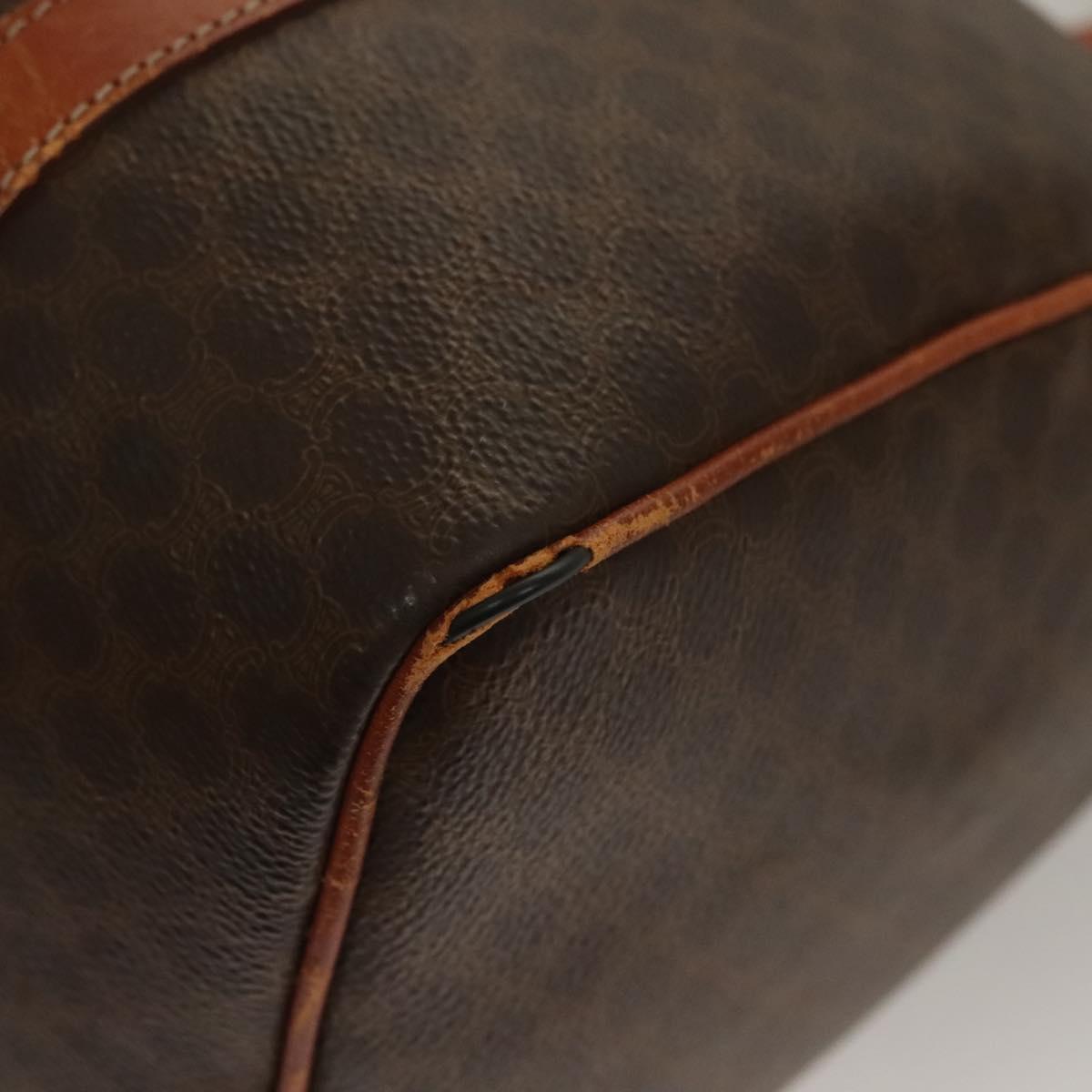 CELINE Macadam Canvas Hand Bag PVC Leather Brown Gold Auth 133859