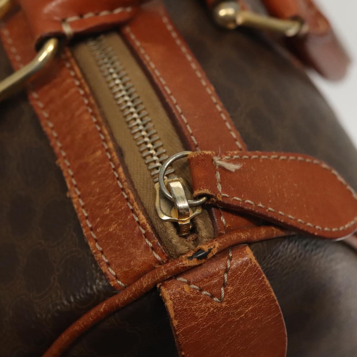 CELINE Macadam Canvas Hand Bag PVC Leather Brown Gold Auth 133859