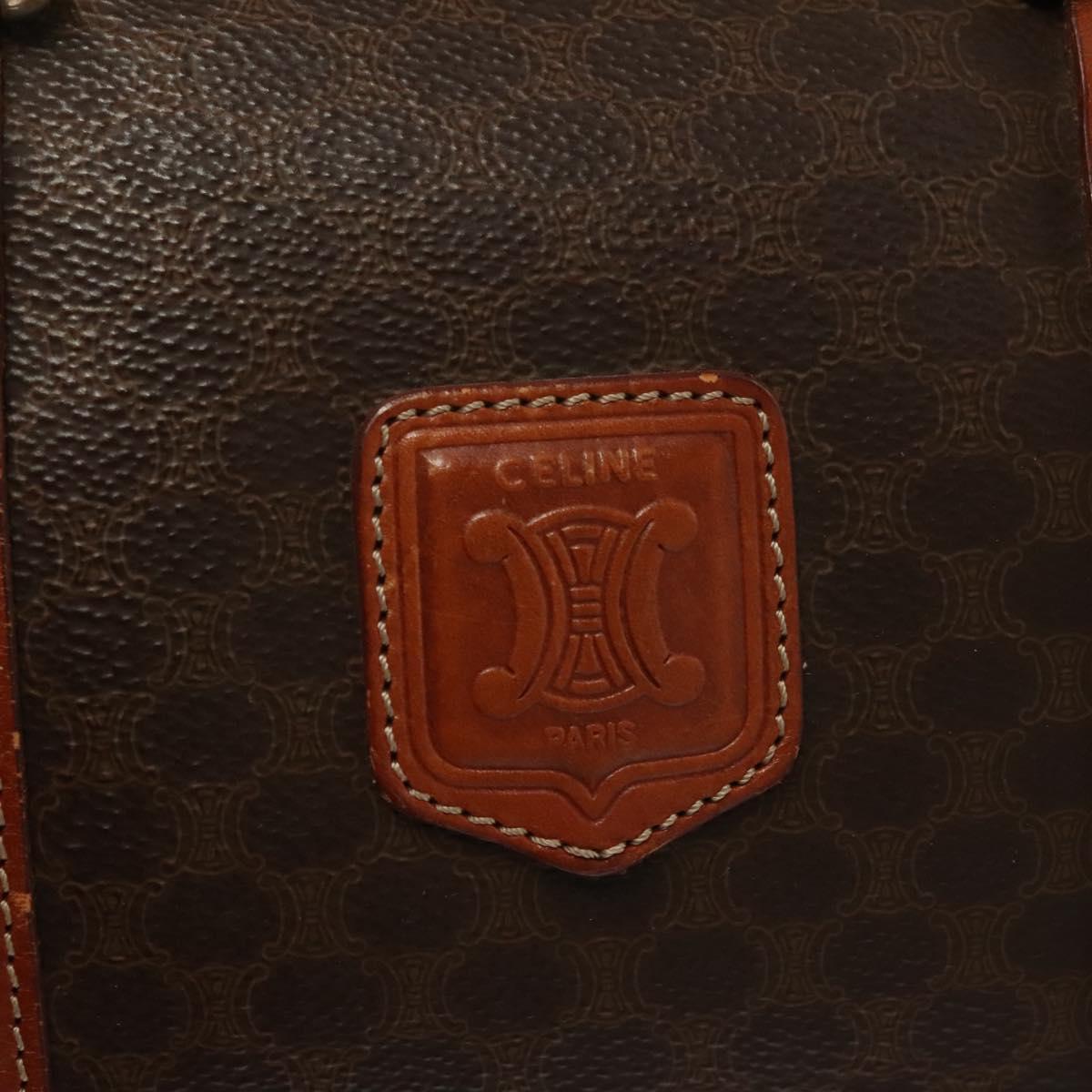 CELINE Macadam Canvas Hand Bag PVC Leather Brown Gold Auth 133859