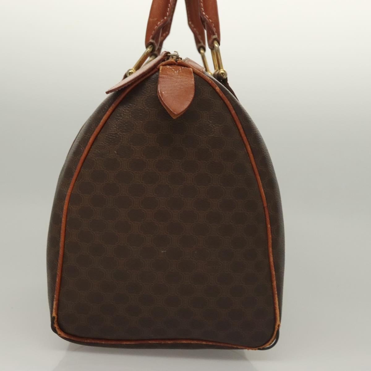 CELINE Macadam Canvas Hand Bag PVC Leather Brown Gold Auth 133859