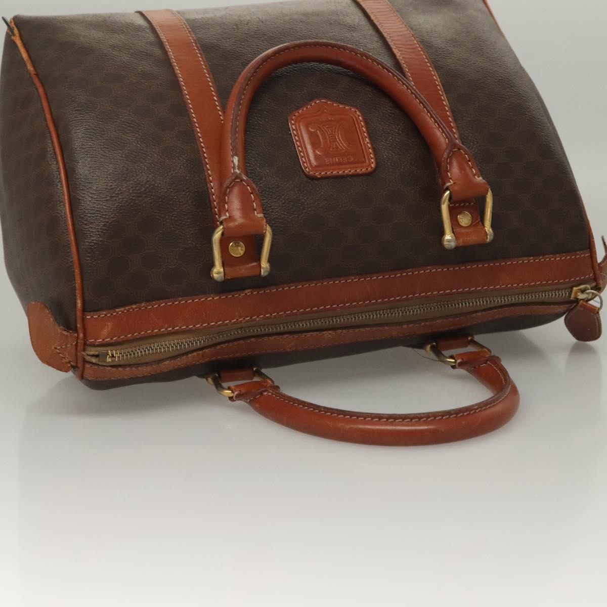 CELINE Macadam Canvas Hand Bag PVC Leather Brown Gold Auth 133859