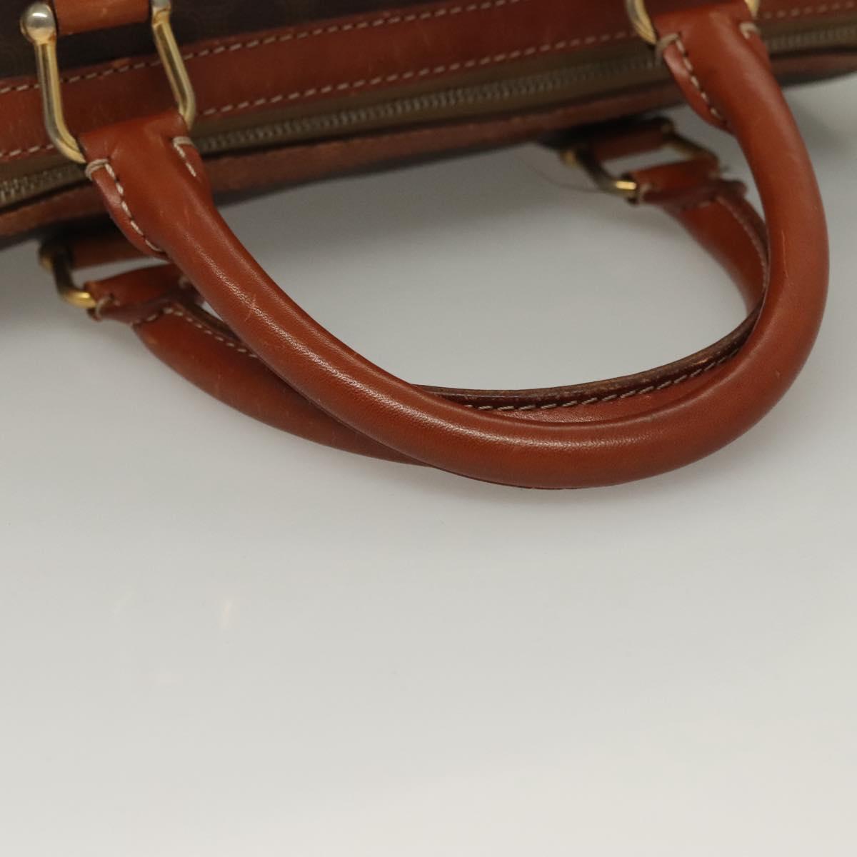 CELINE Macadam Canvas Hand Bag PVC Leather Brown Gold Auth 133859