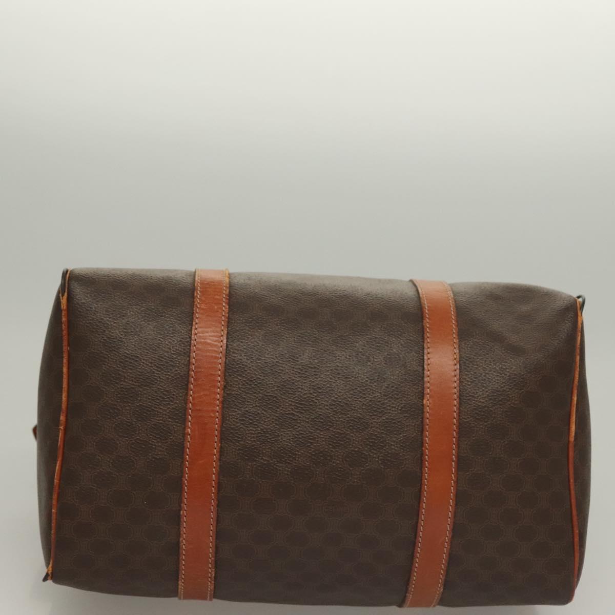 CELINE Macadam Canvas Hand Bag PVC Leather Brown Gold Auth 133859