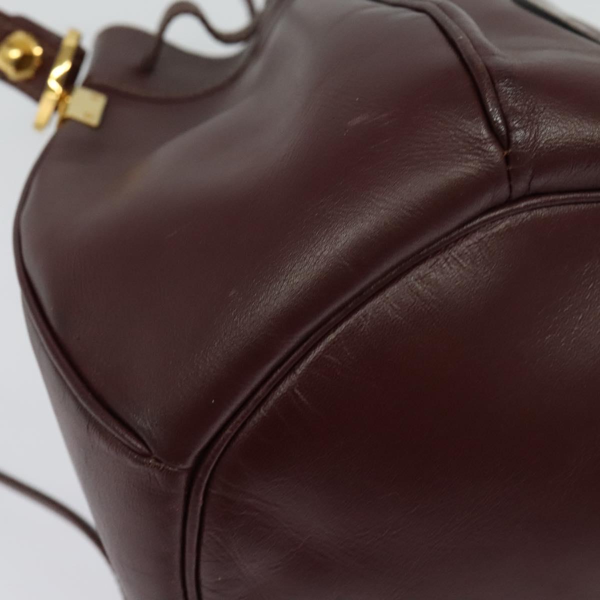 CARTIER Must Line Shoulder Bag Leather Bordeaux Gold Auth 133861