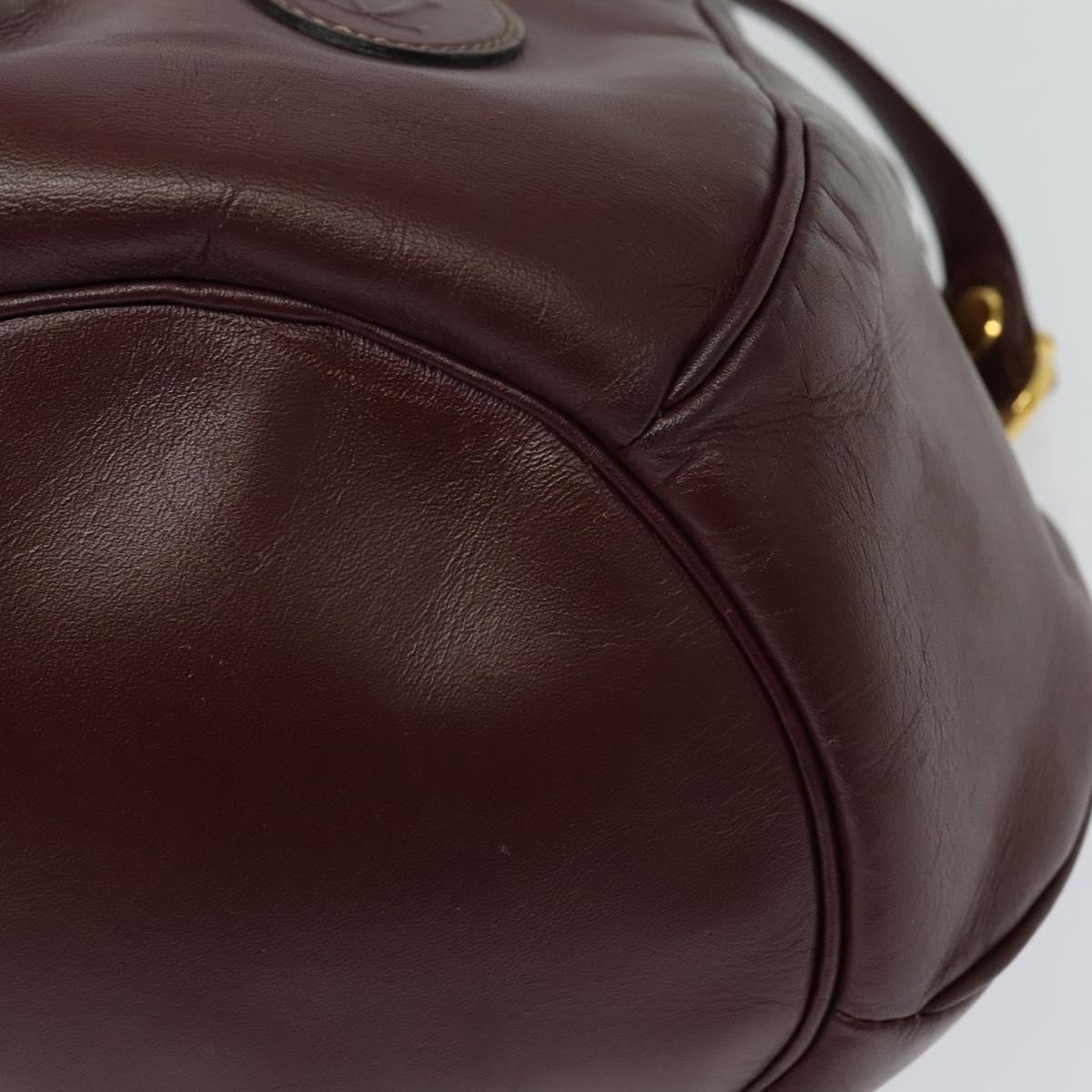 CARTIER Must Line Shoulder Bag Leather Bordeaux Gold Auth 133861