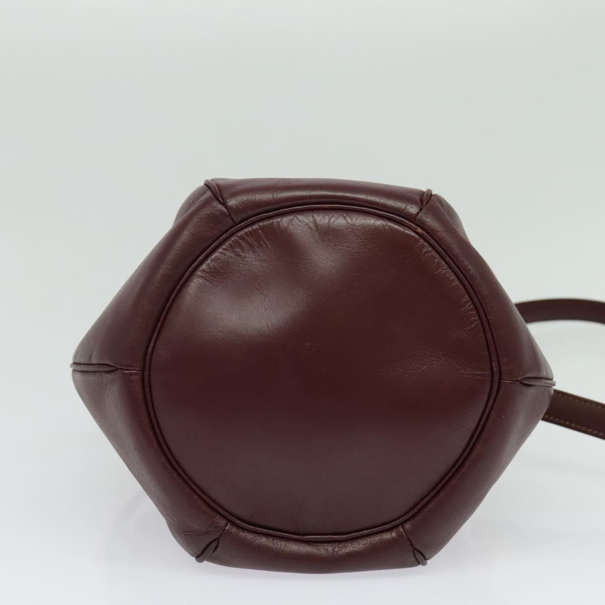 CARTIER Must Line Shoulder Bag Leather Bordeaux Gold Auth 133861