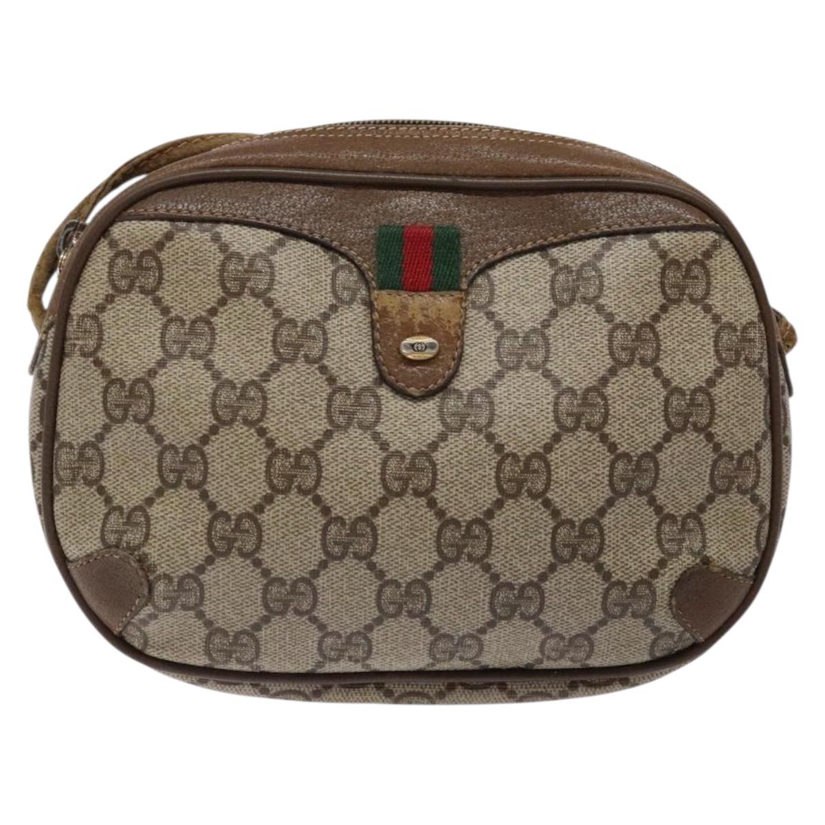 GUCCI GG Supreme Web Sherry Line Shoulder Bag PVC Beige 89 02 066 Auth 133869