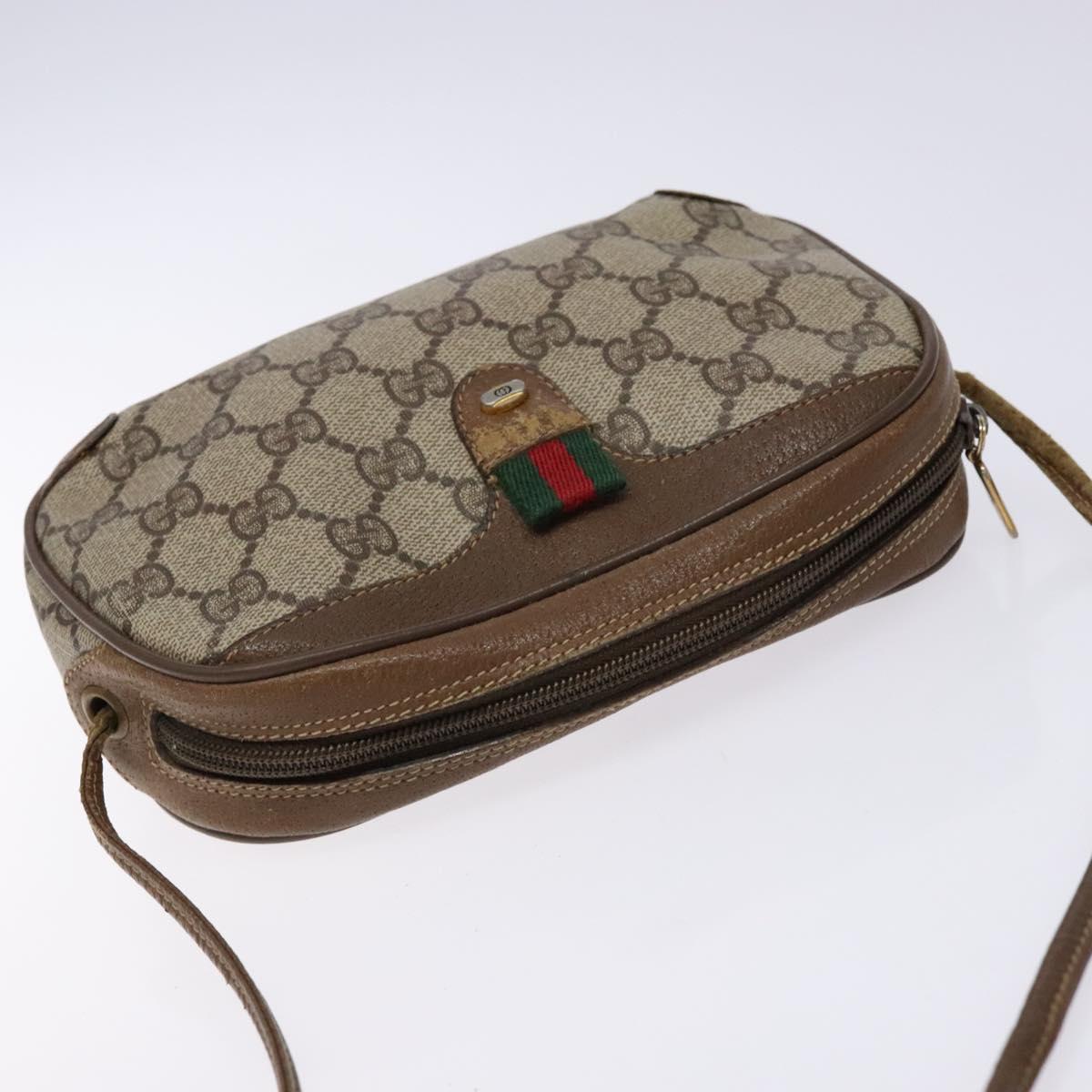 GUCCI GG Supreme Web Sherry Line Shoulder Bag PVC Beige 89 02 066 Auth 133869