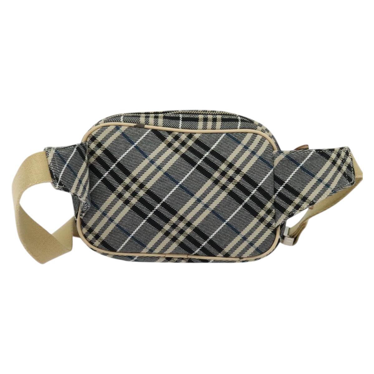 BURBERRY Nova Check Blue Label Waist bag Canvas Blue Silver Auth 133875