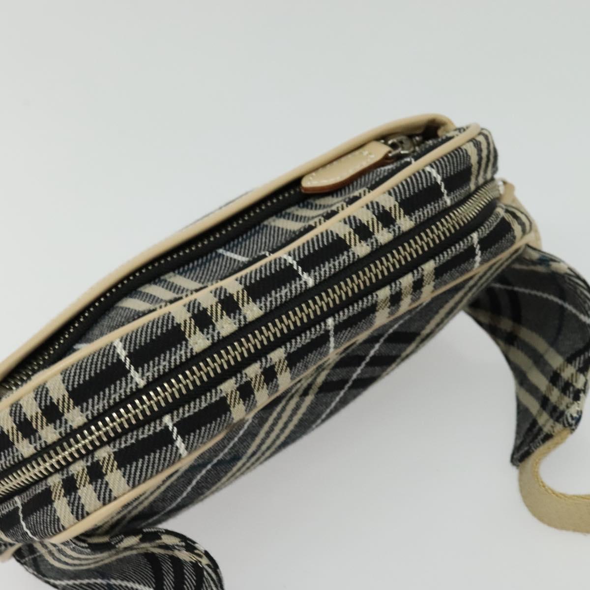 BURBERRY Nova Check Blue Label Waist bag Canvas Blue Silver Auth 133875